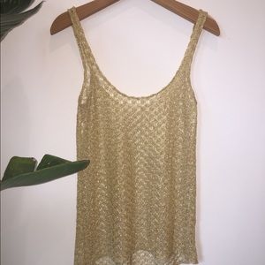 Gold Anthropologie sheer tank size small